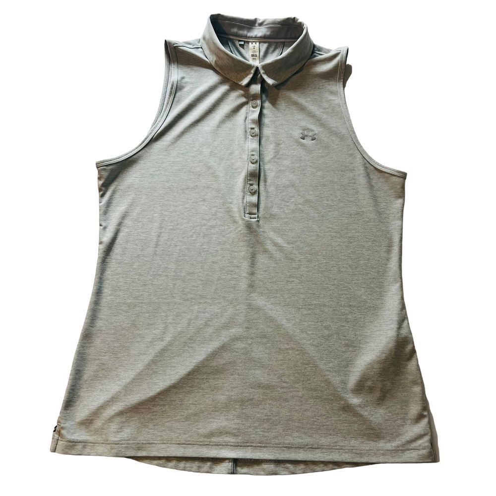 Under Armour Polo Shirt Large Adult Light‎ Heathered Gray Sleeveless Fitted Golf